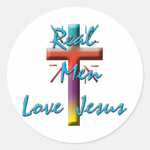 REAL MEN LOVE JESUS CLASSIC ROUND STICKER