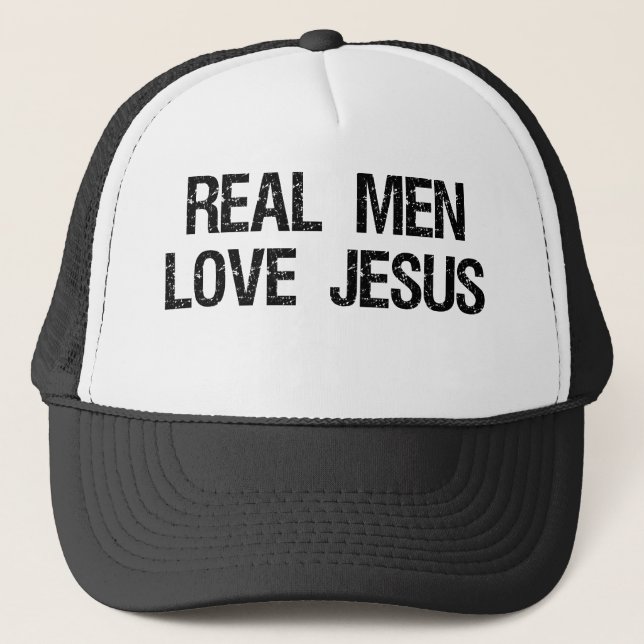 Real Men Love Jesus Trucker Hat (Front)