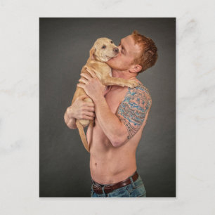 Real men love puppies postcard