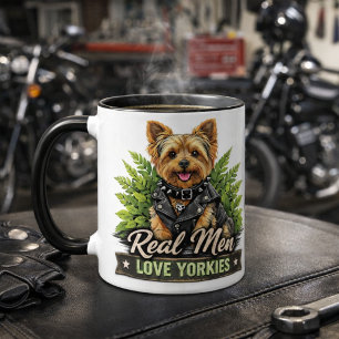 Real Men Love Yorkies / Funny Biker Dog  Mug