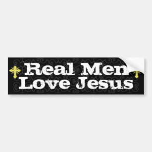 Real Men LoveJesus Christian Bumper Sticker
