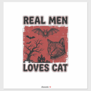 Real Men Loves Cat Halloween Vintage Cat Shirt Des