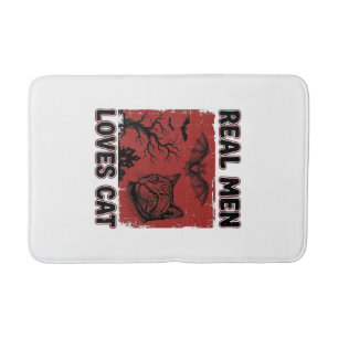 Real Men Loves Cat Halloween Vintage Cat Shirt Des Bath Mat