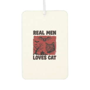 Real Men Loves Cat Halloween Vintage Cat Shirt Des Car Air Freshener