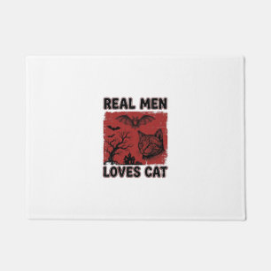 Real Men Loves Cat Halloween Vintage Cat Shirt Des Doormat