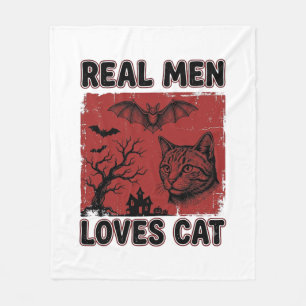 Real Men Loves Cat Halloween Vintage Cat Shirt Des Fleece Blanket