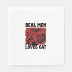 Real Men Loves Cat Halloween Vintage Cat Shirt Des Napkin