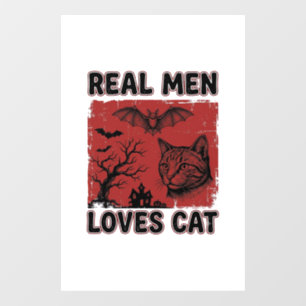 Real Men Loves Cat Halloween Vintage Cat Shirt Des Window Cling