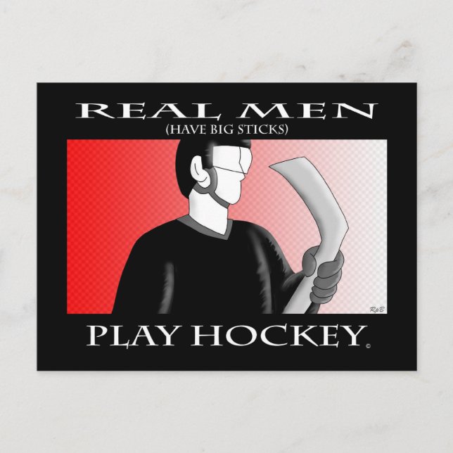 Real Men: Play Hockey Postcard (Front)