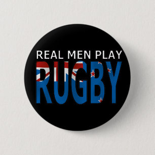 Real Men Play Rugby New Zealand 6 Cm Round Badge