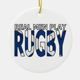Real Men play Rugby Scotland Ceramic Tree Decoration