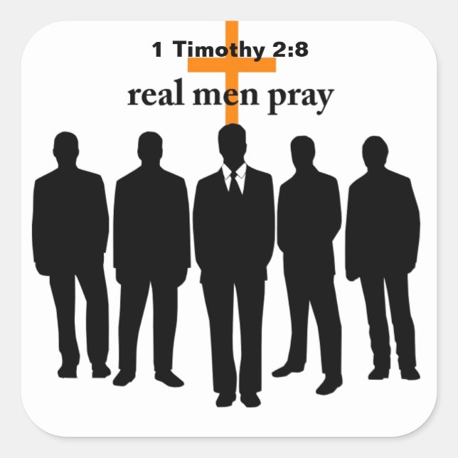Real men pray bible quote square sticker (Front)