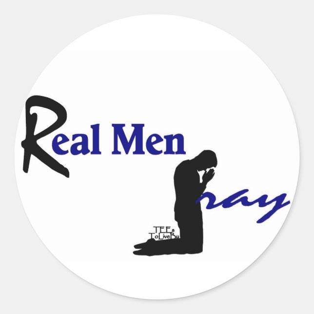 Real Men Pray Classic Round Sticker (Front)