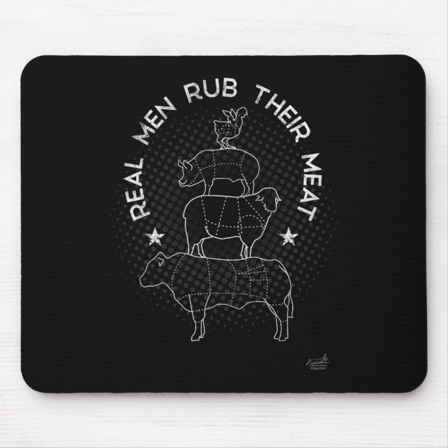Real Men Rub Their Meat Bbq Smoker Master  Mouse Mat (Front)