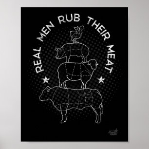 Real Men Rub Their Meat Bbq Smoker Master  Poster