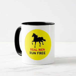Real Men Run Free & Wild Black Horse (Tough Boy) Mug