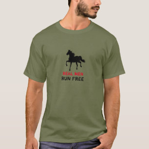 Real Men Run Free & Wild Black Horse (Tough Boy) T-Shirt