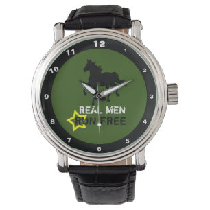 Real Men Run Free & Wild Black Horse (Tough Boy) Watch