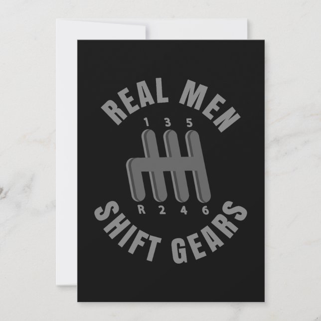Real men shift gears invitation (Front)