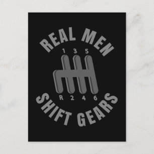 Real men shift gears postcard