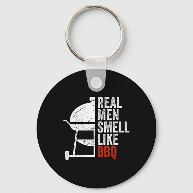 Real Men Smell Like Byrbecue Funny Bbq Grilling Gi Key Ring (Front)