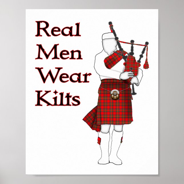 Real Men Wear Kilts Funny Scottish Poster (Front)