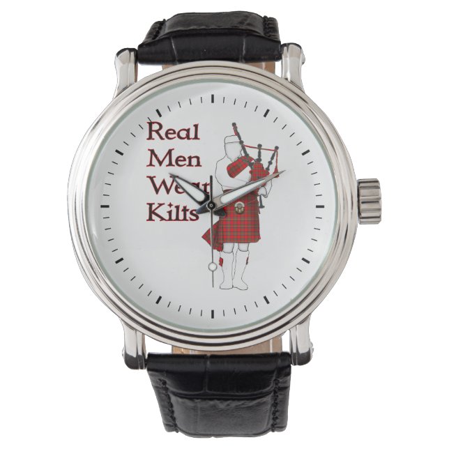 Real Men Wear Kilts Funny Scottish Watch (Front)