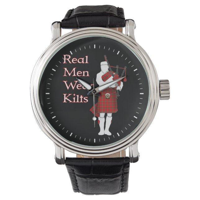 Real Men Wear Kilts Funny Scottish Watch (Front)