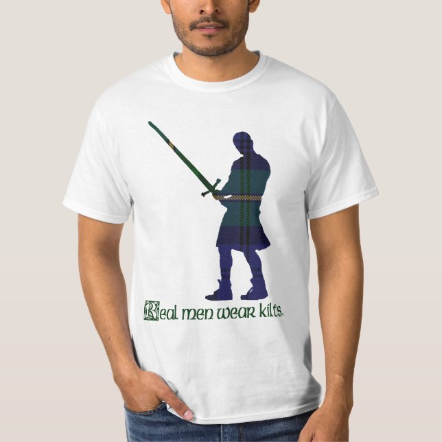 Real Men Wear Kilts Gordon Scottish Tartan T-Shirt (Front)