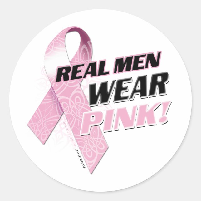 Real Men Wear Pink Classic Round Sticker (Front)