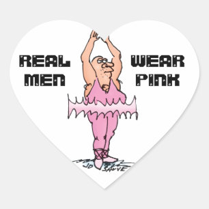 Real Men Wear Pink Funny Fat Guy Ballet Heart Sticker