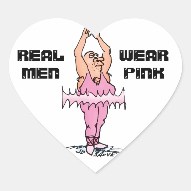 Real Men Wear Pink Funny Fat Guy Ballet Heart Sticker (Front)