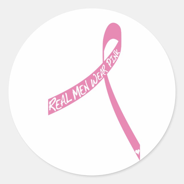 real men wear pink ribbon classic round sticker (Front)