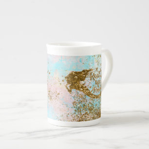 Real Mermaid Life- Glitter Gold Mermaid Bone China Mug