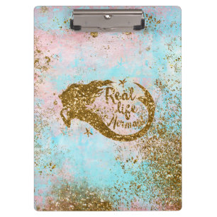 Real Mermaid Life- Glitter Gold Mermaid Clipboard