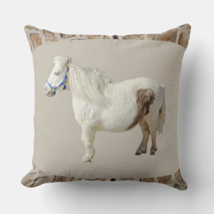 Real miniature pony mini WHITE HORSE small animal Cushion