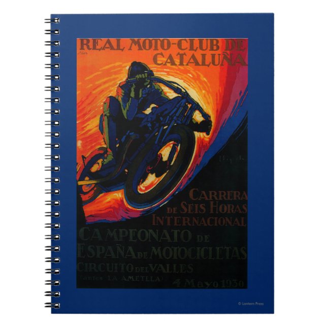 Real Moto Club Vintage PosterEurope Notebook (Front)