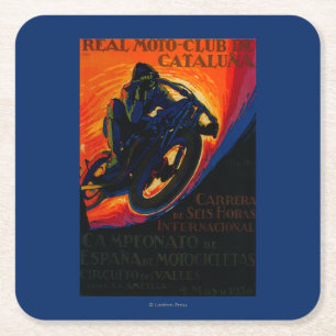 Real Moto Club Vintage PosterEurope Square Paper Coaster