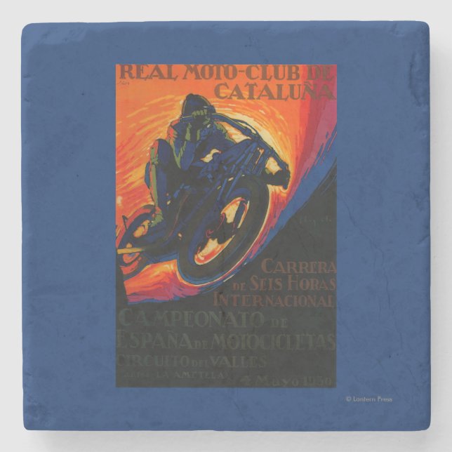 Real Moto Club Vintage PosterEurope Stone Coaster (Front)