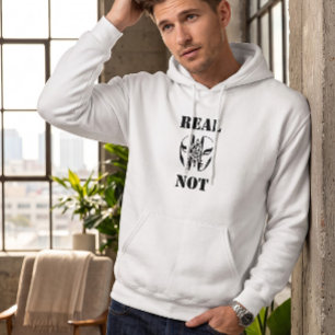 REAL NOT Dual Identity Surreal Mask Graphic Art Hoodie