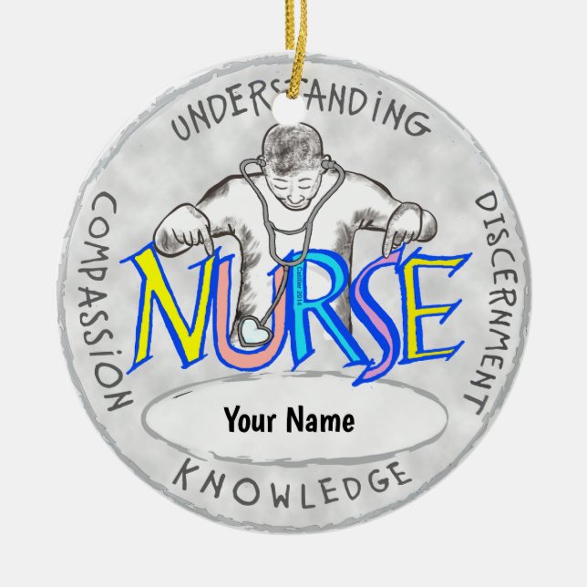 Real nurse  ceramic tree decoration (Front)