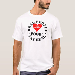 Real People Eat Real Food 100% Organic Red Heart T-Shirt