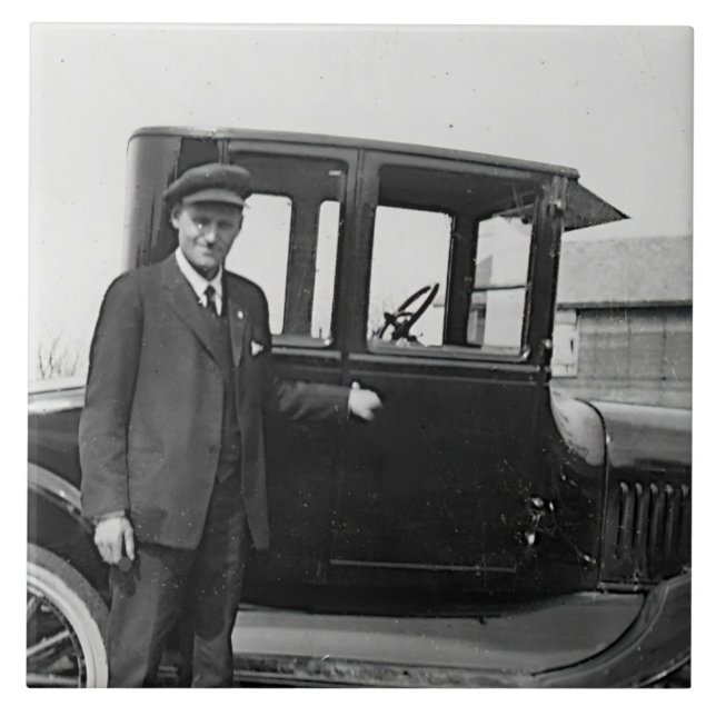 Real Photo Antique Car  Tile (Front)