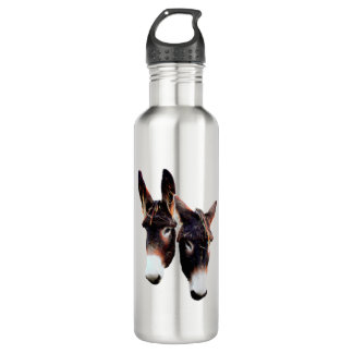 Real photo duo of donkeys - Stylized 710 Ml Water Bottle