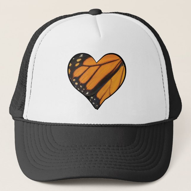 Real Picture of Monarch Heart Butterfly Wing Trucker Hat (Front)