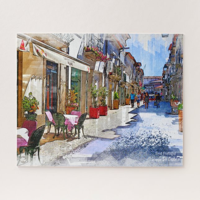 Real Portugal- The Cafes of Viana Do Castelo Jigsaw Puzzle (Horizontal)