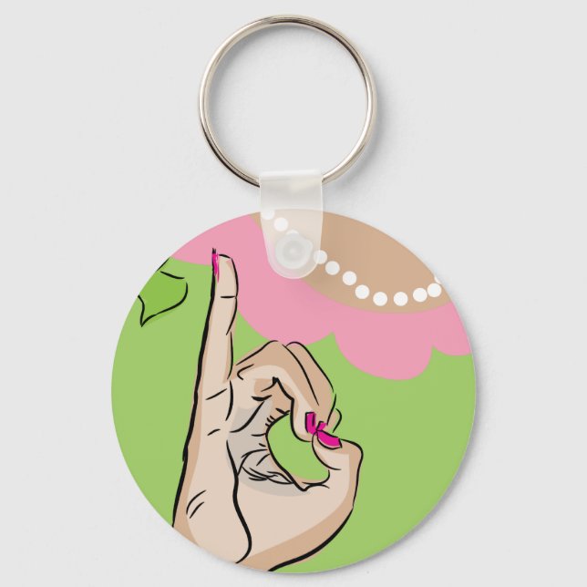 Real pretty girls pink green key chain (Front)