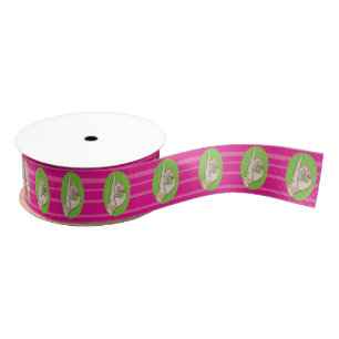 Real Pretty Pink and green ribbon Grosgrain Ribbon