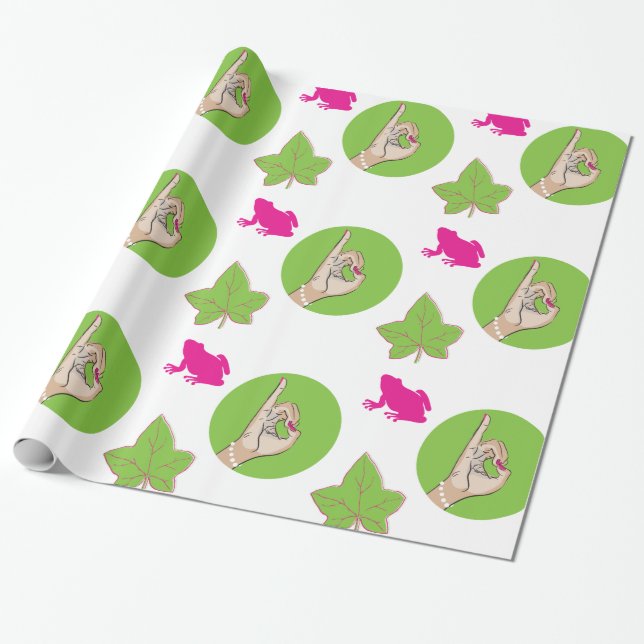 Real Pretty Pink and Green Wrapping Paper (Unrolled)