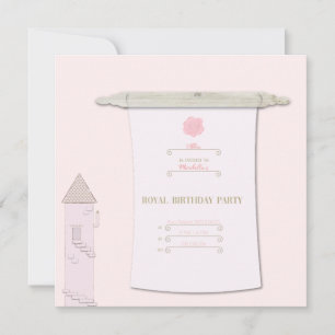 Real Princess Scroll Invitation Pink